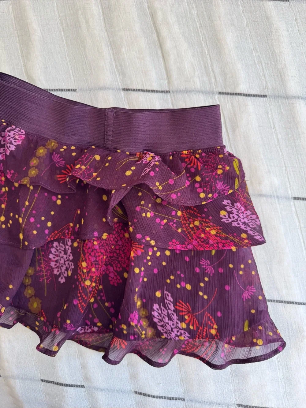 Gap Kids Girls Purple Floral Tiered Ruffle Skirt XS 4-5 Chiffon Y2K